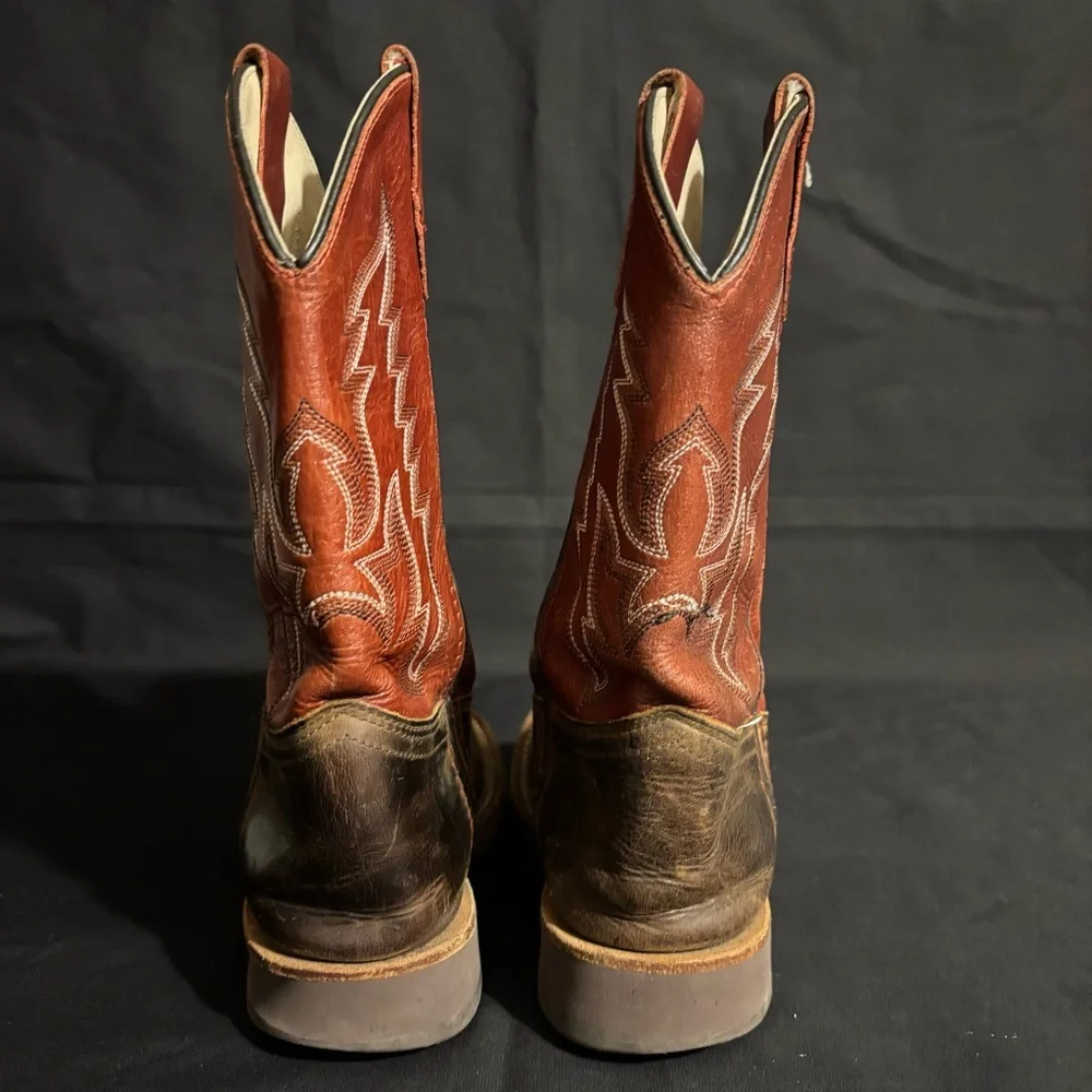 Old West BSC1889 size 2.0-D Brown & Orange Boy’s Western Boots